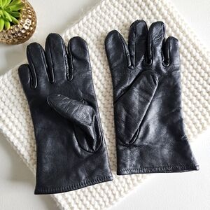 Samco Leather Warm Black Vintage Gloves Unisex Wool Blend Lining Size 9/ Large